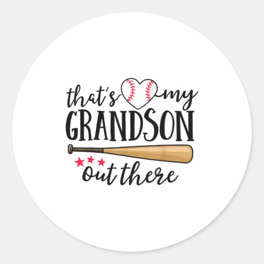 That's My Grandson Out There Baseball Grandma Squa Ronde Sticker (Voorkant)