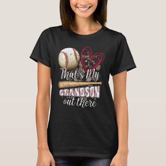 Thats my Grandson Out There Cool Family Baseball B T-shirt (Voorkant)