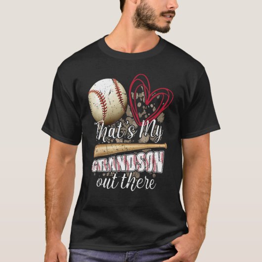 Thats my Grandson Out There Cool Family Baseball B T-shirt (Voorkant)