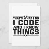 That's What i do I Code and Know Things Funny Gift Feestdagenkaart (Voorkant / Achterkant)