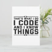 That's What i do I Code and Know Things Funny Gift Feestdagenkaart (Staand voorkant)