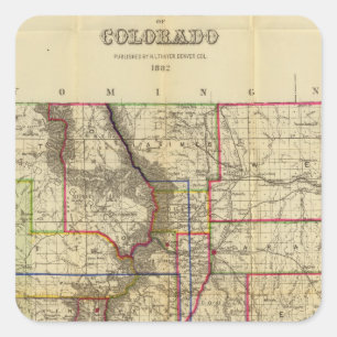 Thayer's kaart van Colorado 2 Vierkante Sticker