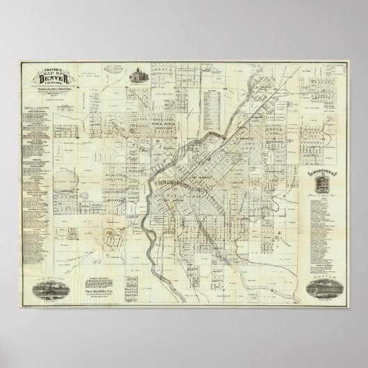 Thayer's Map of Denver Colorado Poster (Voorkant)