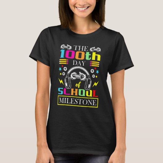 The 100th Day Of School Milestone Game Player Kid  T-shirt (Voorkant)