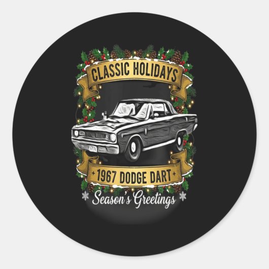 The 1967 Dodge Dart Clic Holiday Cheer Apparel  Ronde Sticker (Voorkant)