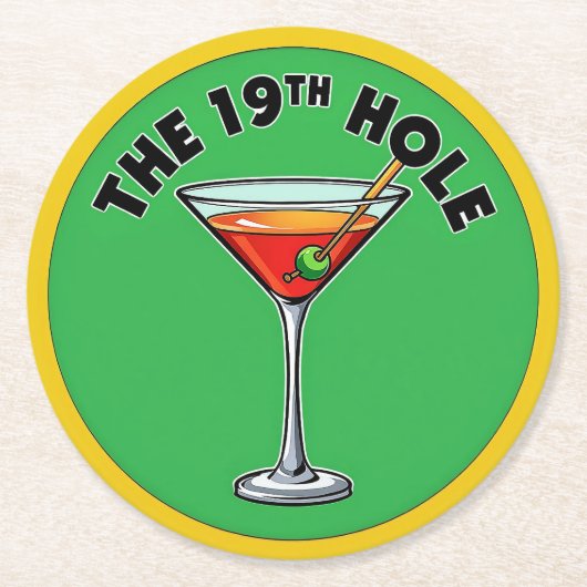The 19th Hole: Perfect voor golfliefhebbers Ronde Kartonnen Onderzetter (Voorkant)