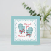 The 1st Christmas Mittens Red Bow Holiday Card (Staand voorkant)