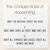 "The 3 Golden Rules of Accounting" Glazen Onderzetter (Voorkant)