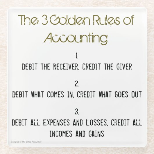 "The 3 Golden Rules of Accounting" Glazen Onderzetter (Voorkant)