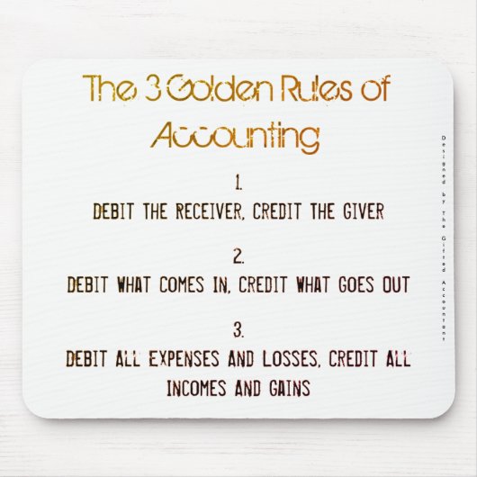 "The 3 Golden Rules of Accounting" Muismat (Voorkant)