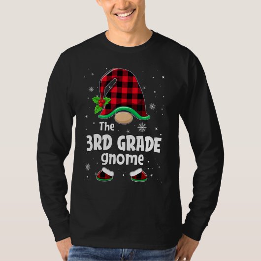 The 3rd Grade Gnome Buffalo Plaid Christmas Matchi T-shirt (Voorkant)