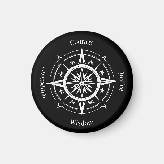 The 4 Stoic Virtues Compass Magneet (Voorkant)