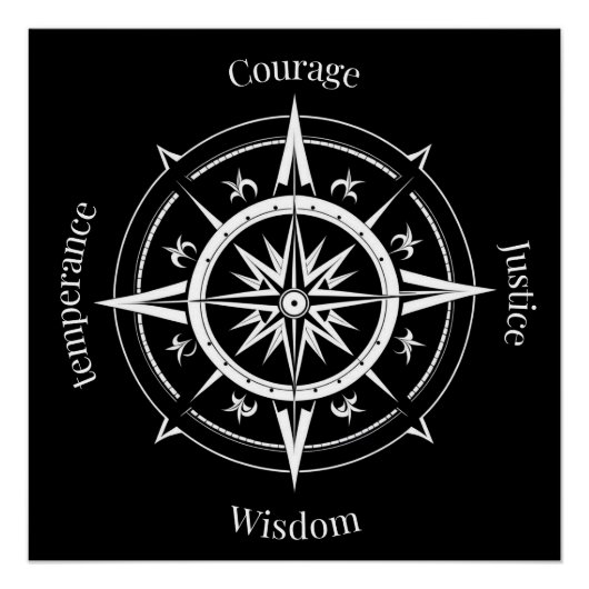The 4 Stoic Virtues Compass Perfect Poster (Voorkant)
