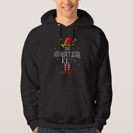 The 4th Grade Teacher Elf Squad Matching Christma Hoodie (Voorkant)