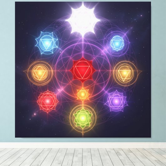 The 7 Chakras´3 Canvas Afdruk (Insitu (Houten vloer))