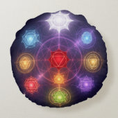 The 7 Chakras´3 Rond Kussen (Achterkant)