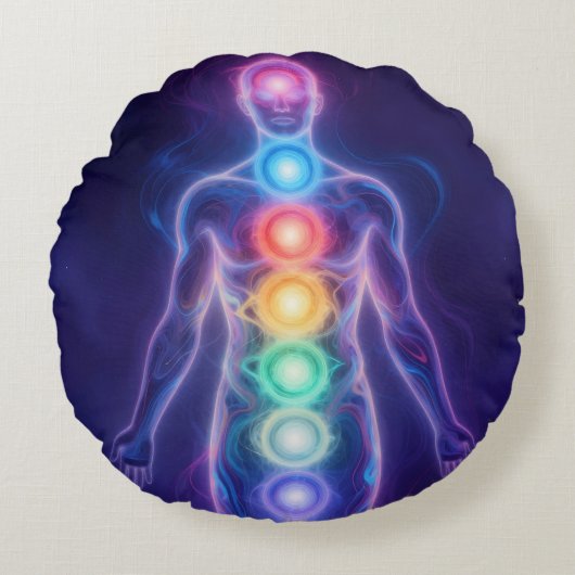 The 7 Chakras Rond Kussen (Voorkant)