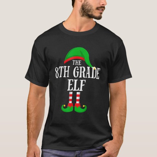 The 8th Grade Elf Family Group Matching Christmas  T-shirt (Voorkant)