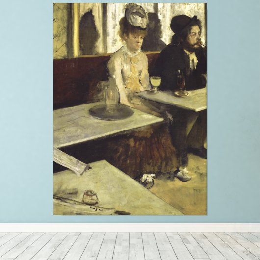 The Absinthe Drinker of L'Absinthe by Edgar Degas Canvas Afdruk (Insitu (Houten vloer))
