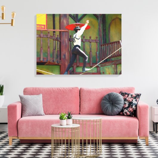 The Acrobat at carnival show case Canvas Afdruk (Insitu (Woonkamer))