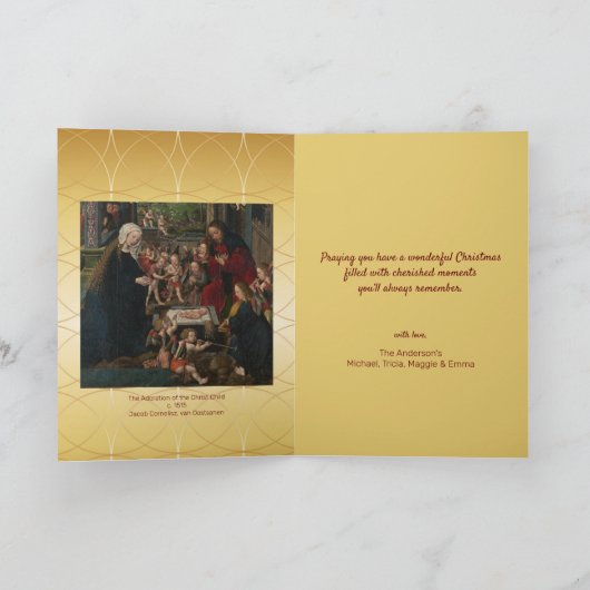 The Adoration of the Christ Child Holiday Kaart (Binnen)