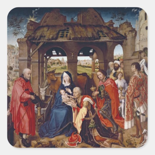 The Adoration of the Magi, c.1455 Vierkante Sticker (Voorkant)