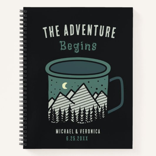 The Adventure Begins Notebook Journal Coffee Cup Notitieboek (Voorkant)