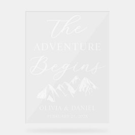 The Adventure Begins Personalized Wedding Welcome Acryl Bord