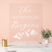 The Adventure Begins Personalized Wedding Welcome Acryl Bord (Huwelijk)