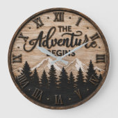 The Adventure Begins Rustic Mountain Cabin Grote Klok (Voorkant)