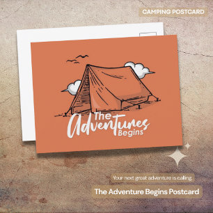 "The Adventure Begins" Rustiek Camping Briefkaart