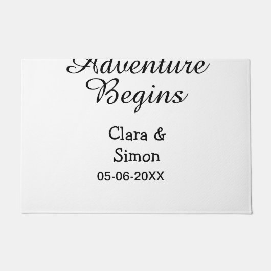 The adventure begins wedding couple name datsimple deurmat (Voorkant)