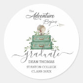 The Adventure begint reis Afstuderen gunst Ronde Sticker (Voorkant)