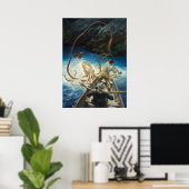The Adventure of the Giant Squid by N.C. Wyeth Poster (Thuiskantoor)
