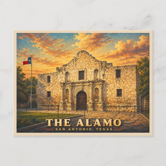 The Alamo Vintage Reizen Briefkaart (Voorkant)