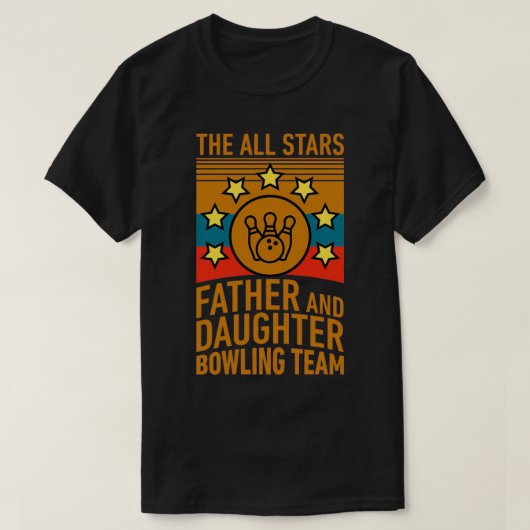 The All Stars Father and Daughter Bowling Team Des T-shirt (Design voorkant)