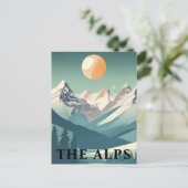 The Alps Retro Geometric European Ski Mountain Briefkaart (Staand voorkant)