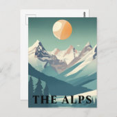 The Alps Retro Geometric European Ski Mountain Briefkaart (Voorkant / Achterkant)