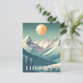 The Alps Retro Geometric European Ski Mountain Briefkaart (Staand voorkant)