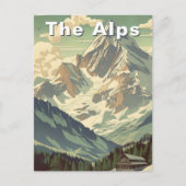 The Alps Retro Travel Skiing Mountain Lodge Briefkaart (Voorkant)