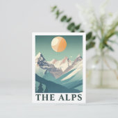 The Alps Sun Geometric European Ski Mountain Briefkaart (Staand voorkant)