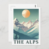 The Alps Sun Geometric European Ski Mountain Briefkaart (Voorkant / Achterkant)