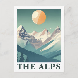 The Alps Sun Geometric European Ski Mountain Briefkaart