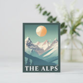 The Alps Sun Geometric European Ski Mountain Briefkaart (Staand voorkant)