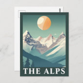 The Alps Sun Geometric European Ski Mountain Briefkaart (Voorkant / Achterkant)