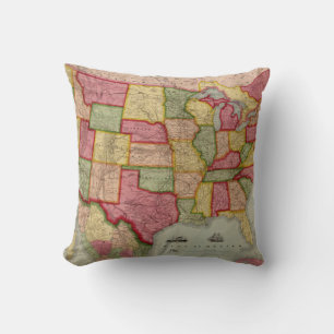 The American Union Railroad Map of the USA, 1872 Kussen