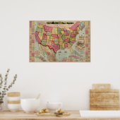 The American Union Railroad Map of the USA, 1872 Poster (Keuken)