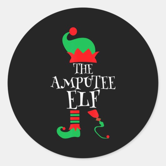 The Amputee Elf Christmas Funny Limb Surgery Joke  Ronde Sticker (Voorkant)