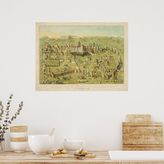 The Ancient City of Jerusalem & Solomon's Temple Poster (Keuken)