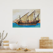 The ancient Xebec sailing vessel  Poster (Keuken)